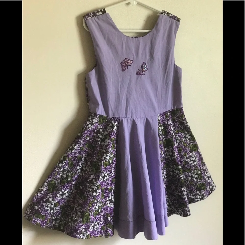 Vintage 1980’s Handmade Butterfly appliqué Pinafore Dress